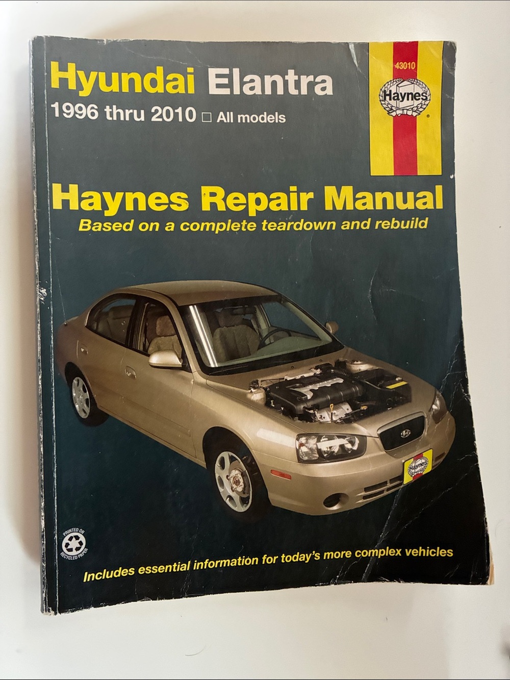 Car Repair Manual book - Haynes Repair Manual for Hyundai Elantra (1996-2010).